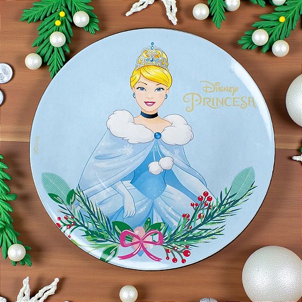 Sousplat Natalino - Princesa Cinderela - 33cm - 1 UN - Disney Original - Cromus - Rizzo