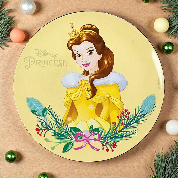 Sousplat Natalino - Princesa Bela & A Fera - 33cm - 1 UN - Disney Original - Cromus - Rizzo