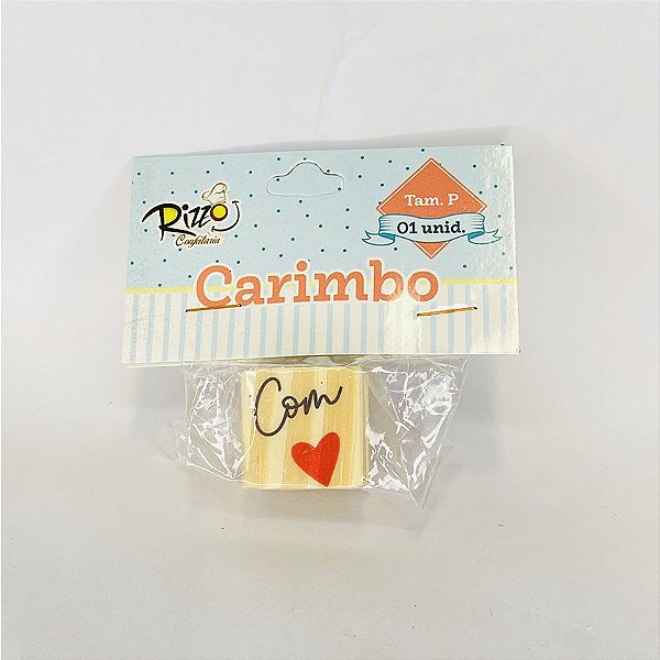Carimbo Artesanal de Madeira - Com Amor - P - 1 UN - Rizzo Embalagens