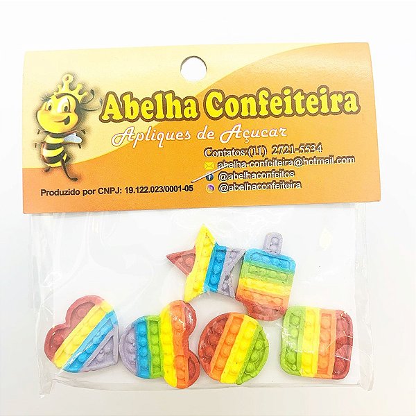 Mini Confeito - Pop It Toy - 6 Unidades - Abelha Confeiteira - Rizzo