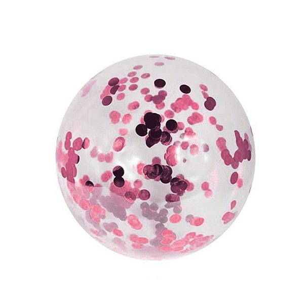 Balão Bubble Transparente com Confete Bolinha Rosa - 18" 45cm - 01 Unidade - Partiufesta - Rizzo Embalagens