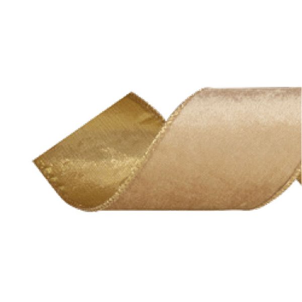 Fita Decorativa Natal Veludo Dourado 6,3cmx9,14m - 1 Unidade - Cromus - Rizzo Embalagens