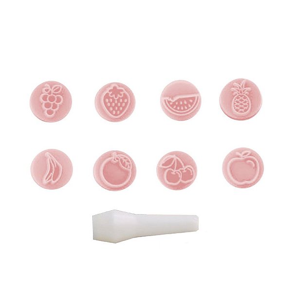 Kit Carimbo Marcador Frutas Rosa Bebê - 9 Unidades - BlueStar - Rizzo