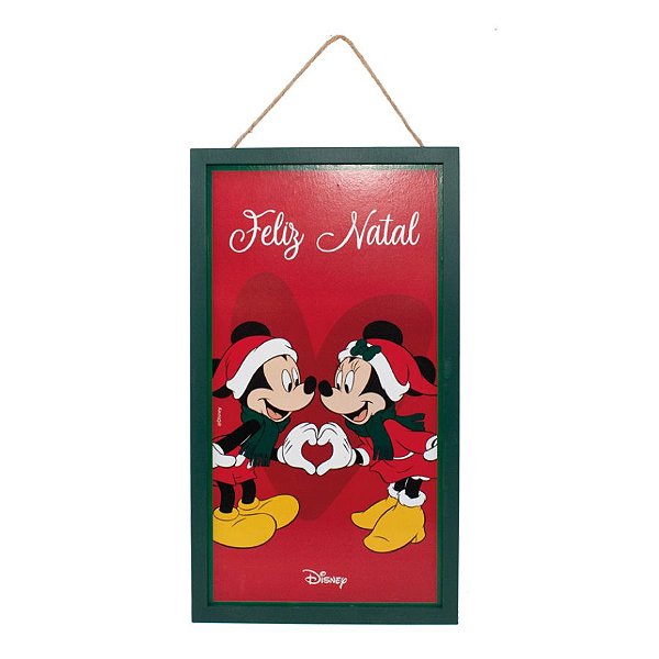 Quadro Decorativo Feliz Natal Mickey e Minnie - 25,44,5cm - 01 Unidade - Cromus - Rizzo Embalagens