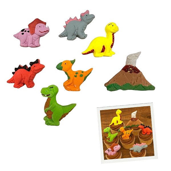 Mini Confeito - Dinossauro - 7 Unidades - Abelha Confeiteira - Rizzo
