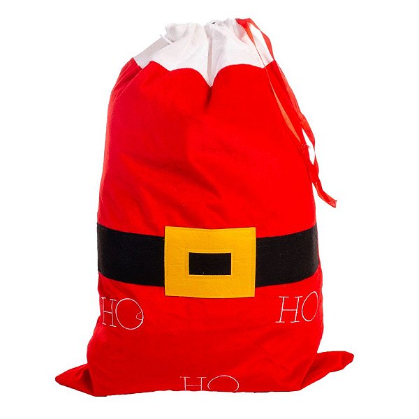 Saco de Presente do Papai Noel com Cinta Preta 01 UN Rizzo Embalagens -  Rizzo Embalagens