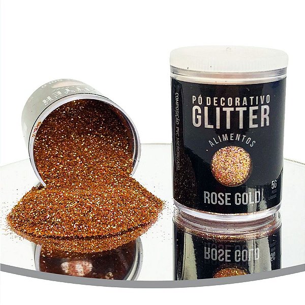 Pó Decorativo Glitter Rose Gold Para Alimentos 5g - 01 Unidade - Sonho Fino - Rizzo