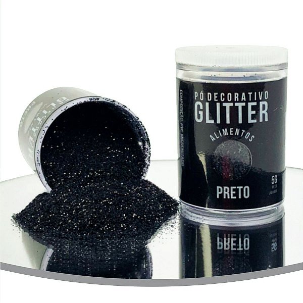 Pó Decorativo Glitter Preto Para Alimentos 5g - 01 Unidade - Sonho Fino - Rizzo