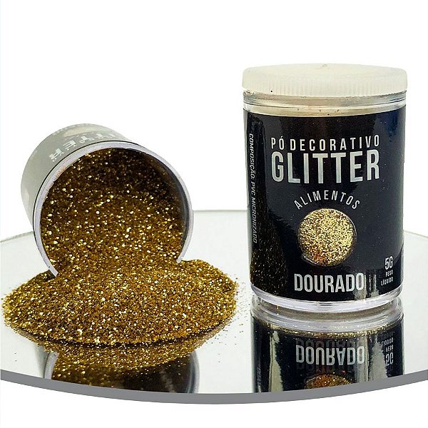 Pó Decorativo Glitter Dourado Para Alimentos 5g - 01 Unidade - Sonho Fino - Rizzo