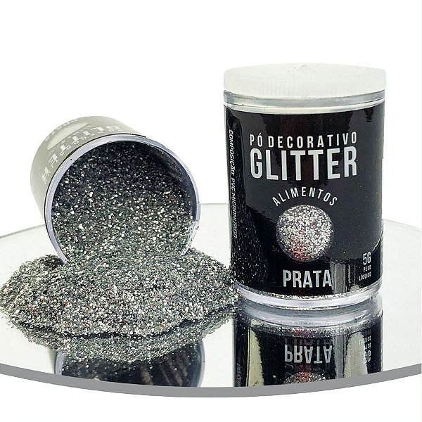 Pó Decorativo Glitter Prata Para Alimentos 5g - 01 Unidade - Sonho Fino - Rizzo