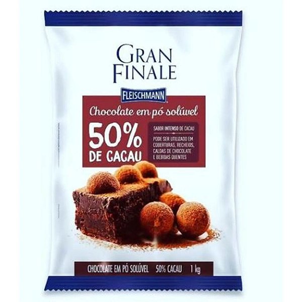 Chocolate em Pó - Solúvel - 50% Cacau - Gran Finale - Fleischmann - 1kg - Rizzo
