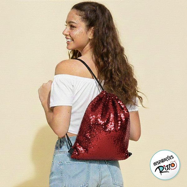 Mochila Saco - Paetê Vermelho - Festa Carnaval - 01 UN - Cromus - Rizzo