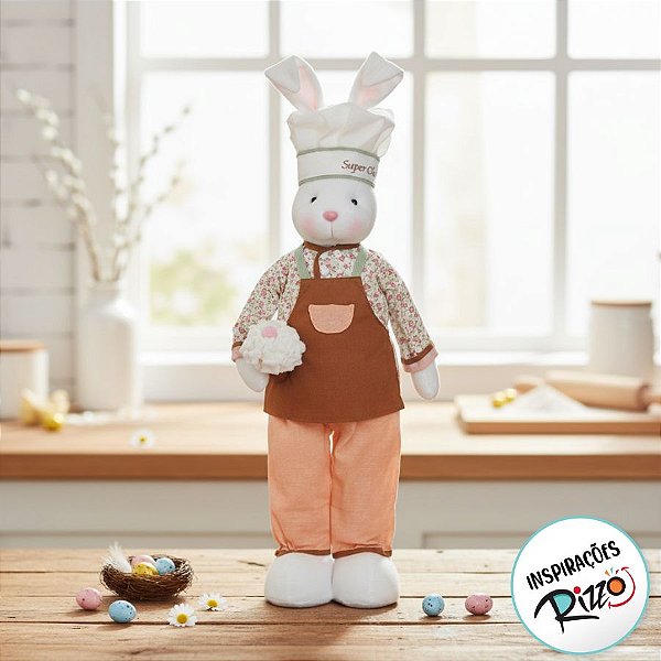Boneco de Páscoa - Coelho Super Chef com Bolinho - G - 01 UN - Cromus - Rizzo