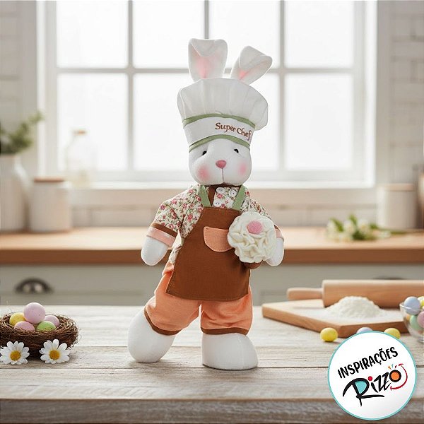 Boneco de Páscoa - Coelho Super Chef com Bolinho - P - 01 UN - Cromus - Rizzo
