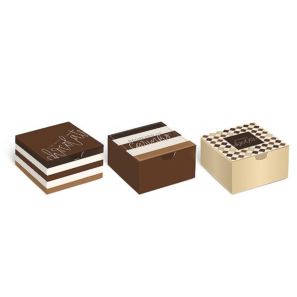 Caixa Divertida Tons de Chocolate Sortido - 10 unidades - Cromus - Rizzo Embalagens