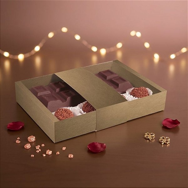Caixa Tablete com Brigadeiro Kraft 18x13x3,2cm - 10 Unidades - Cromus Profissional