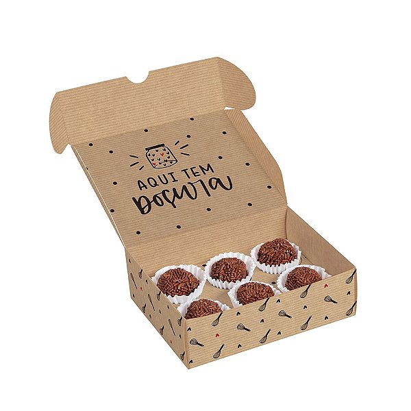 Caixa para Brigadeiros - Kraft Doçura - 10 Unidades - Cromus - Rizzo Embalagens