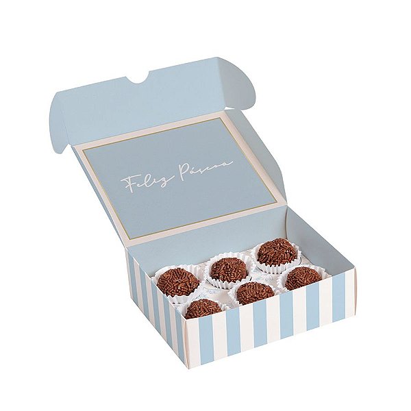 Caixa para Brigadeiros - Clássico Francês Azul - 10 Unidades - Cromus - Rizzo Embalagens