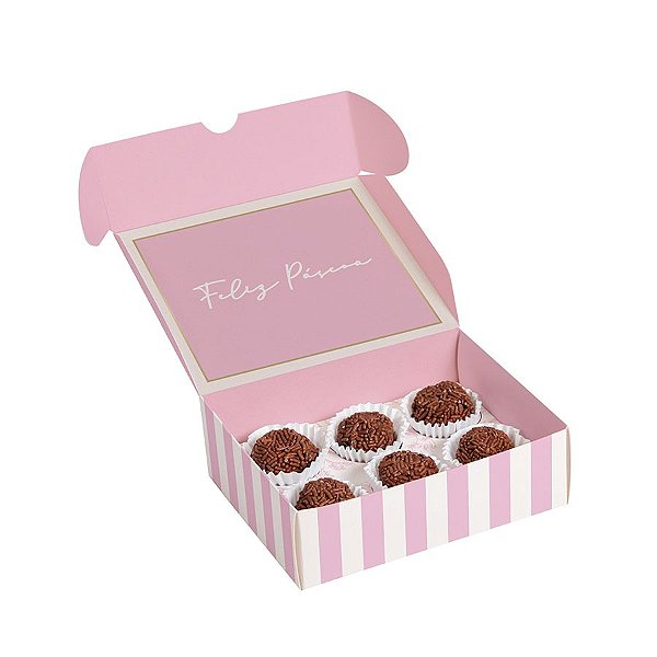 Caixa para Brigadeiros - Clássico Francês Rosa - 10 Unidades - Cromus - Rizzo Embalagens