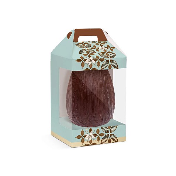 Caixa Maleta Vertical New com Visor Flor de Cacau Turquesa - 06 unidades - Cromus Páscoa - Rizzo Embalagens