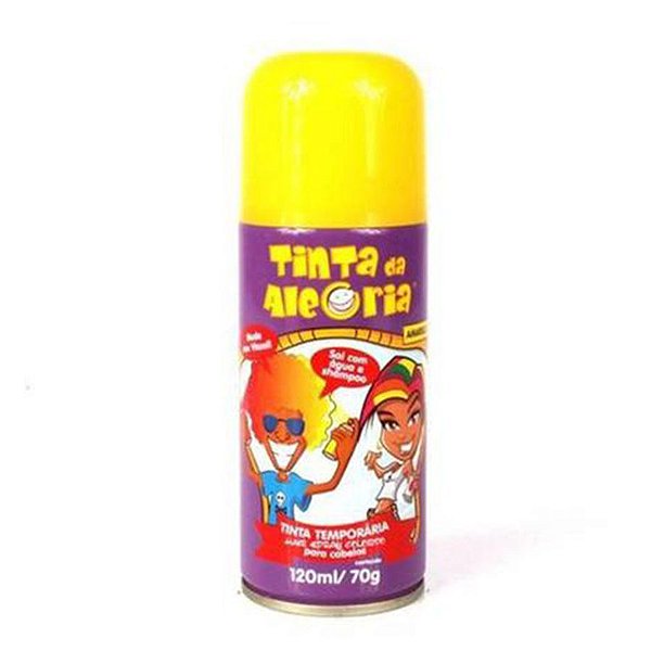 Tinta Temporária Spray para Cabelo - Amarelo - 120ml - 01 UN - Dalegria - Rizzo Embalagens