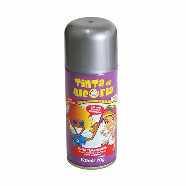 Tinta Temporária Spray para Cabelo - Prata - 120ml - 01 UN - Dalegria - Rizzo Embalagens