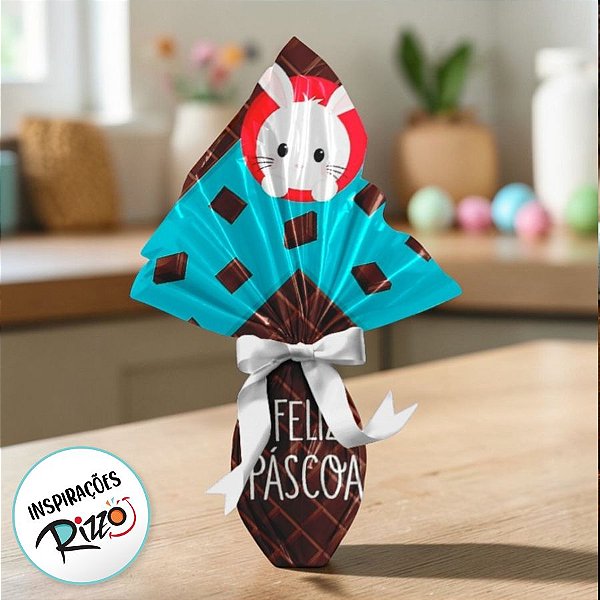 Saco Express 32x32cm para Ovos de 150g a 200g - Choco Bit Azul - 5 unidades - Cromus Páscoa -