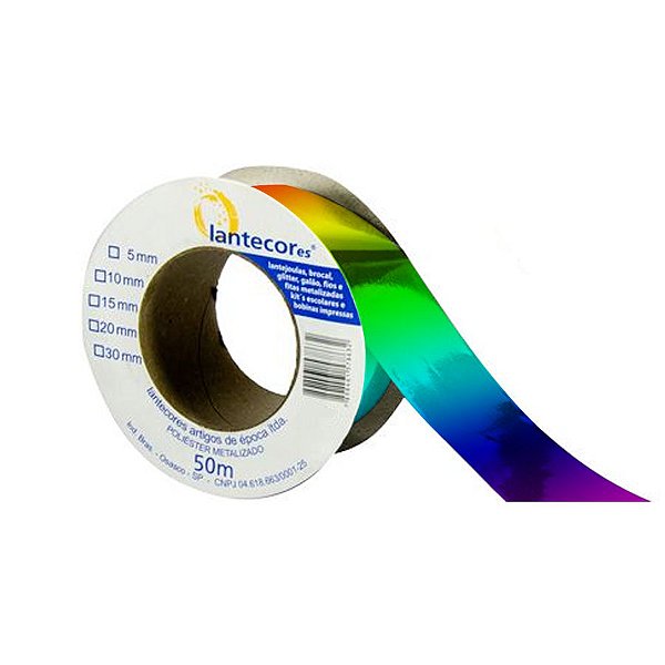 Fita Metalóide 50 metros - Multicolor Arco-Iris - 01 Unidade - Lantecor - Rizzo