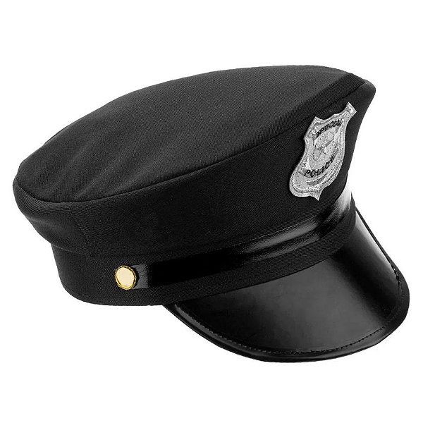 Adereço de Carnaval Quepe Policia - Preto - Mod H 27 - 01 unidade - Rizzo
