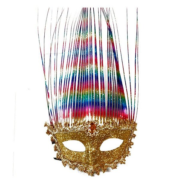 Máscara de Carnaval Glitter Luxo Mod 431 - Dourado - 01 unidade - Rizzo