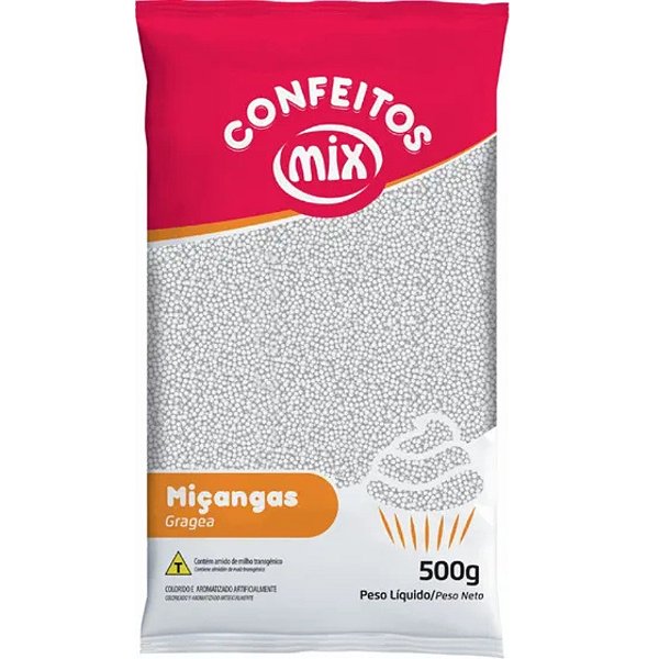 Confeito Miçanga - Branca - 500g - 01 unidade - Mix