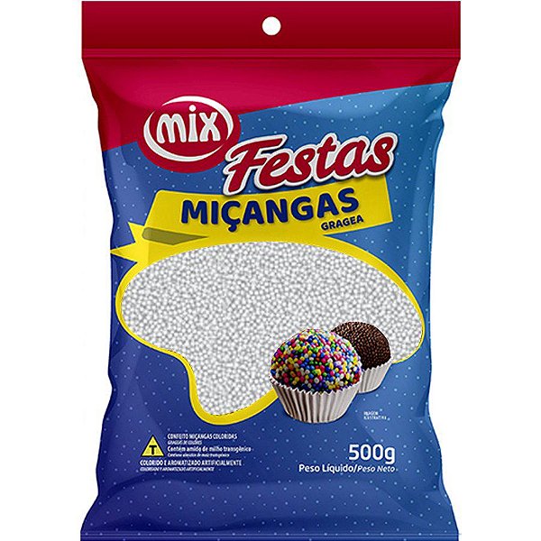 Confeito Miçanga Branca 500g - 01 unidade - Mix