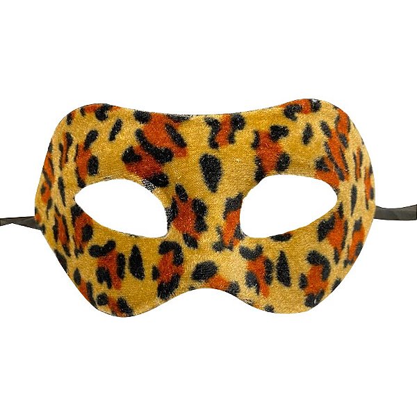 Máscara de Carnaval Veneziana Animal Print Onça - Mod 6857 - Bege/Laranja- 01 unidade - Rizzo