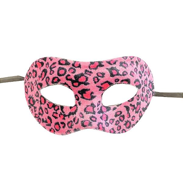 Máscara de Carnaval Veneziana Animal Print Onça - Mod 6857 - Rosa - 01 unidade - Rizzo