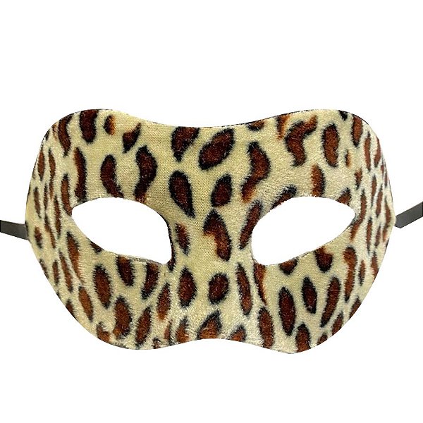 Máscara de Carnaval Veneziana Animal Print Onça - Mod 6857 - Creme/Marrom - 01 unidade - Rizzo