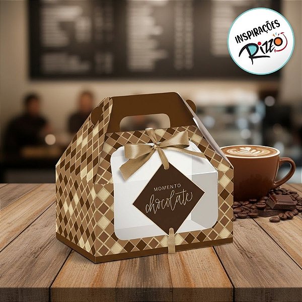 Caixa Maleta Kids com Visor Tons de Chocolate - 10 Unidades - Cromus Páscoa - Rizzo Embalagens