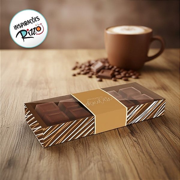 Caixa Tablete 1kg Tons de Chocolate 27,4x11x3,8cm - 10 Unidades - Cromus - Rizzo Embalagens