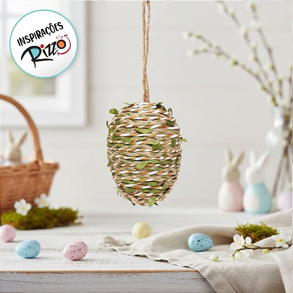 Ovo de Linha Com Folhas Rústico Médio - Cromus - 01 un - Rizzo Embalagens