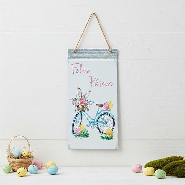 Placa Decorativa Metálica Bicicleta Páscoa - Cromus - 01 un - Rizzo