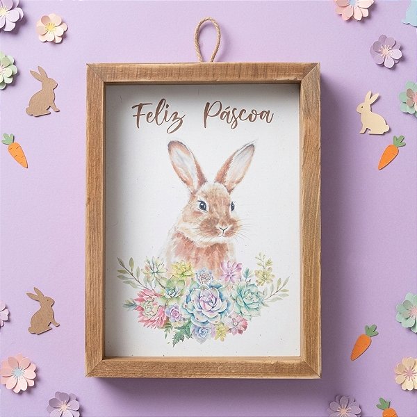 Quadro Decorativo Coelho Floral Páscoa - Cromus - 01 un - Rizzo