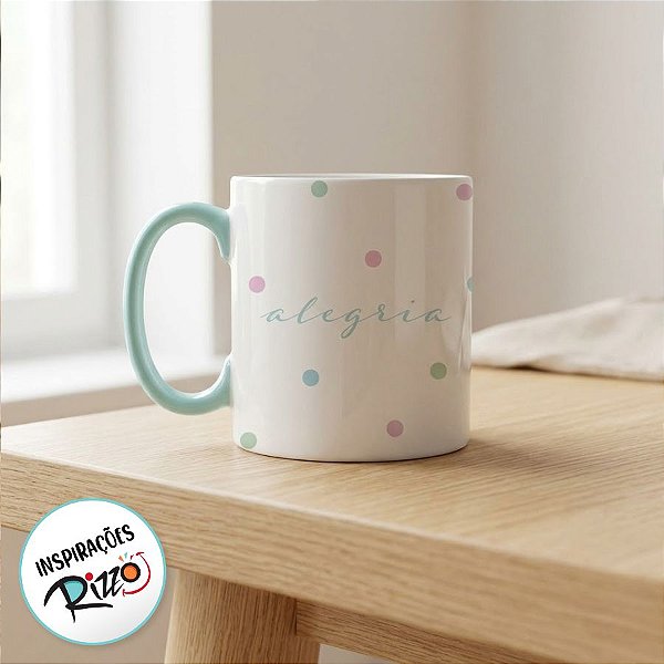 Caneca Color Dots Verde Alegria 300 mL - Cromus - 01 un - Rizzo Embalagens