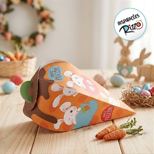 Caixa Cenoura Supresa de Páscoa - 10 Unidades - Cromus Páscoa - Rizzo Embalagens