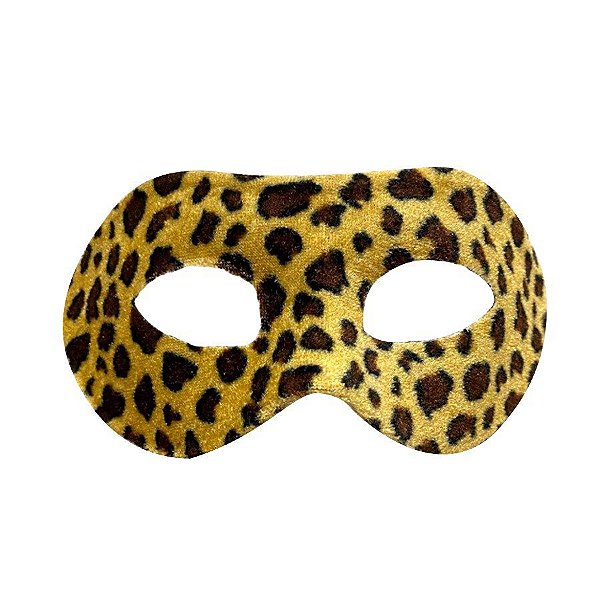 Máscara de Carnaval Veneziana Animal Print Onça - Mod 6857 - Bege/Marrom- 01 unidade - Rizzo Embalagens