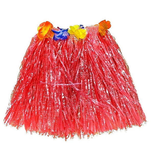Saia Havaiana - Adereço de Carnaval  - Vermelho - 30cm -  ref:NYR 6950 - 01 unidade - Rizzo Embalagens