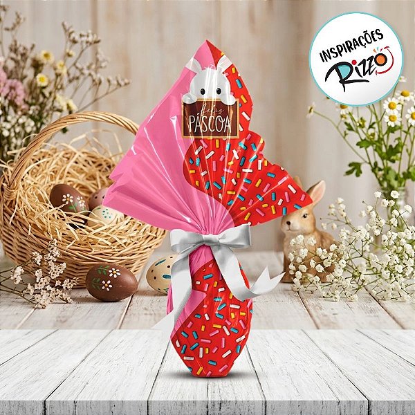 Saco Express 32x32cm para Ovos de 150g a 200g - Granule Vermelho - 5 unidades - Cromus Páscoa - Rizzo