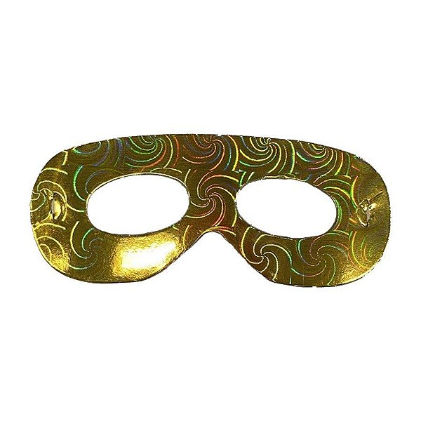 Máscara de Carnaval em Papel Holográfico - Dourado - Mod 6934 - 12 unidades - Rizzo