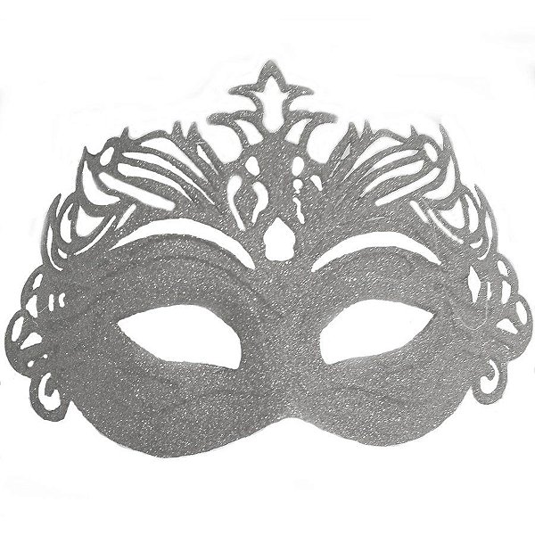 Máscara de Carnaval Glitter e Estrelas Mod 6804 - Prata - 01 unidade - Rizzo
