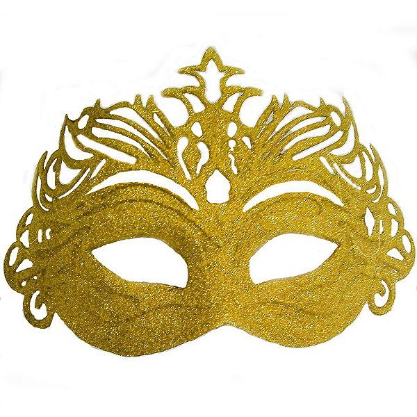 Máscara de Carnaval Glitter e Estrelas Mod 6804 - Dourado - 01 unidade - Rizzo