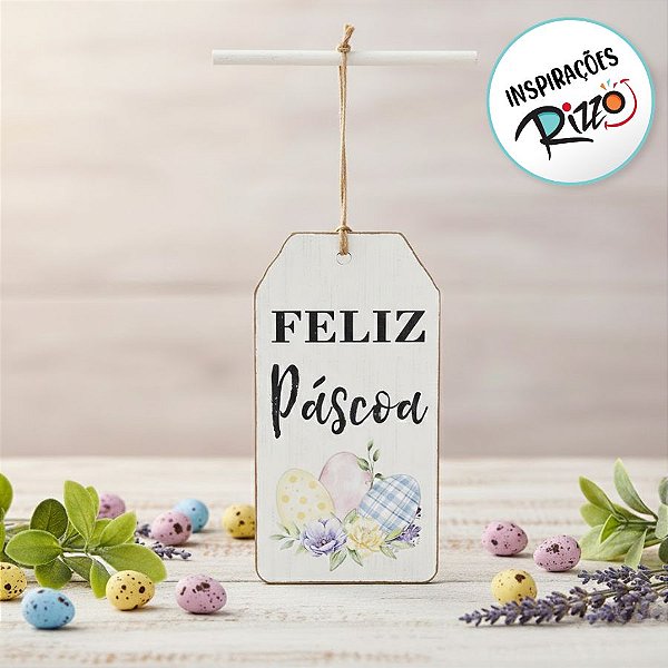 Enfeite para Pendurar TAG - Branco - 20cm - 01 unidade - Cromus Páscoa - Rizzo