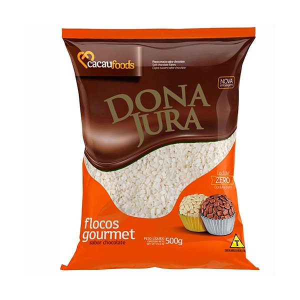 Flocos Gourmet Sabor Chocolate - Zero Lactose 500g Dona Jura - 01 Unidade - Cacau Foods - Rizzo